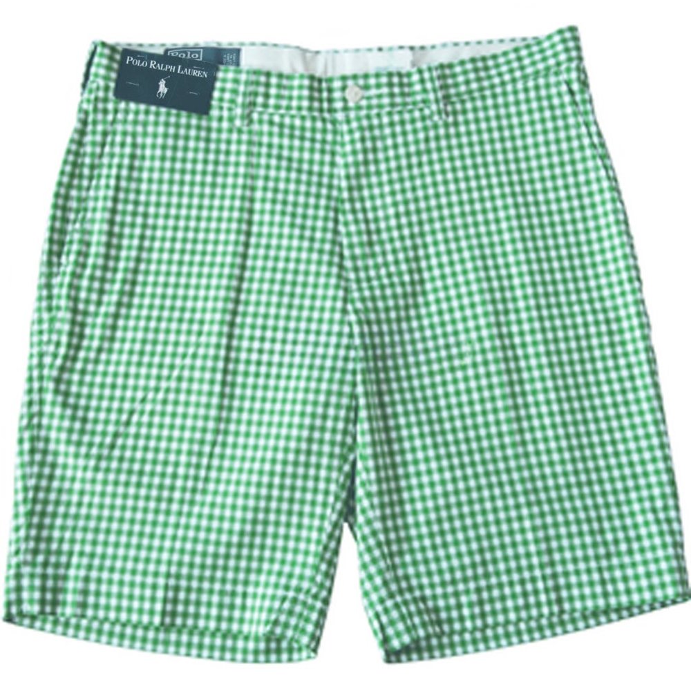 NEW Polo Ralph Lauren Gingham Shorts! Green & White Check  Suffield Style Cotton